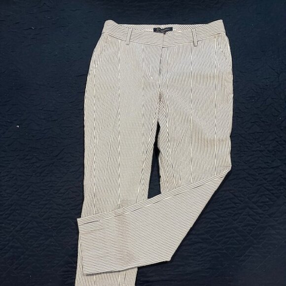 Brooks Brothers Natalie Fit Navy Blue White Striped Cotton Pants Size 2 - Picture 1 of 2
